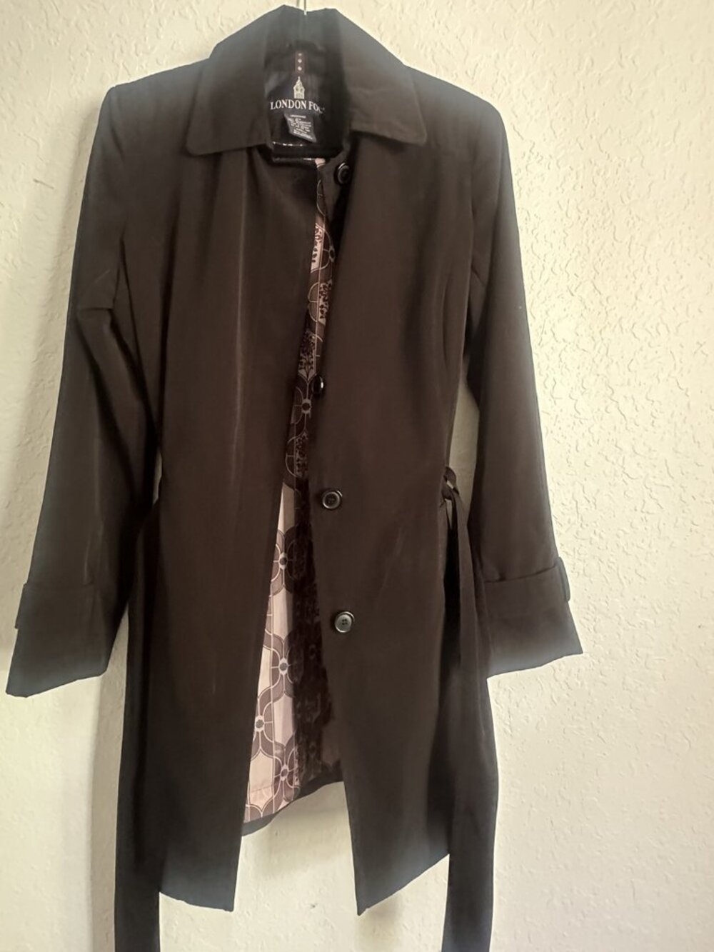 London Fog Black Trench Coat Size Medium